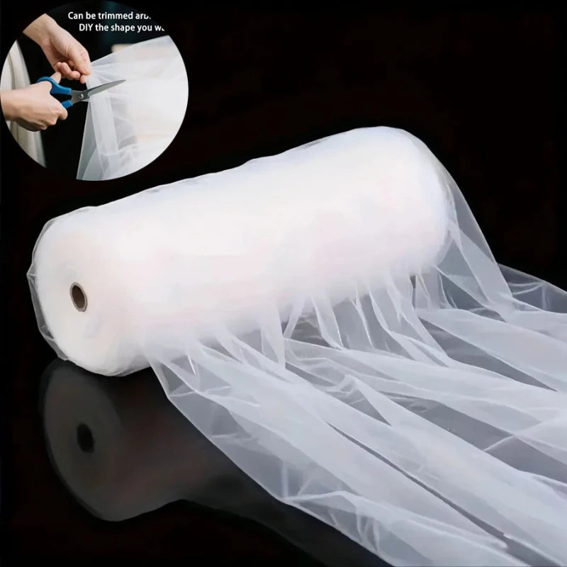 50M Overlength Large Black Sheer Tulle - Halloween Spooky Party Decor, Elegant Burgundy Door Curtain Yarn, Wall & Table Decor
