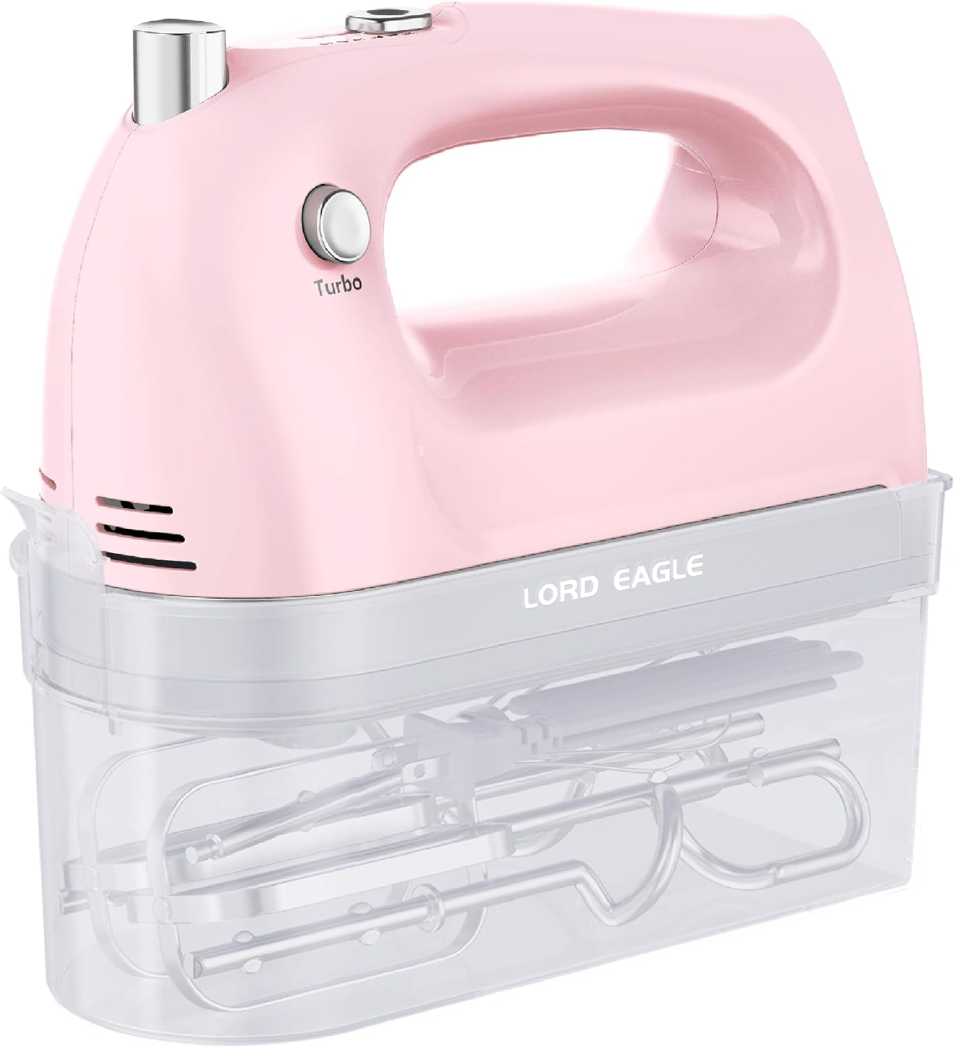 Hand Mixer Electric Whisk, 400W Power Handheld Mixer for Baking Cake Egg Cream Food Beater, Turbo Boost/Self-Control Speed + 5 Speed + Eject Button + 5 Accessories, Pink | Handheld Mixer for Egg Cream Food Beater, Turbo Boost/Self-Control Speed + Eject Button + 5 Accessories, Pink