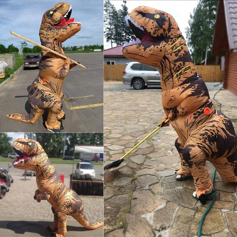T-REX Inflatable Suit Adult Fancy Role-Playing Tyrannosaurus Costume Dinosaur Cosplay Halloween Party Carnival Apparel
