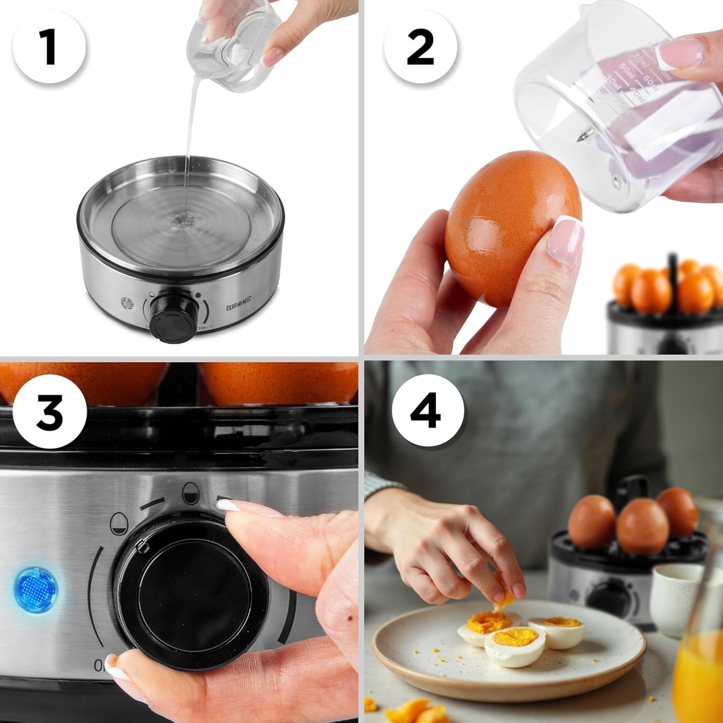 EB50 Rapid Egg Boiler & Cooker, 400W Electric Steamer, Omelette Maker and Poacher for 7 Soft, Dippy, Medium, Hard Boiled Eggs, Auto Shut-Off, BPA & PFAS Free, Dishwasher Safe Parts