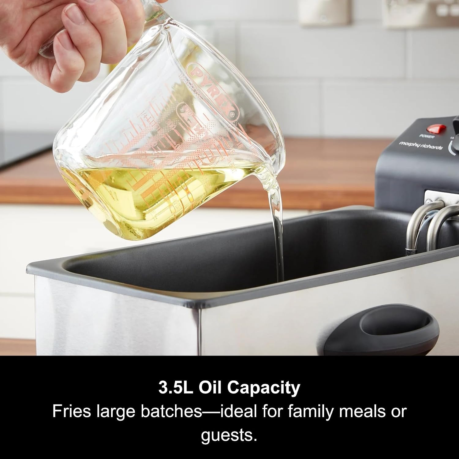 Deep Fat Fryer, 3.5L, Variable Temperature Control, 1.2Kg Food Capacity, Viewing Window, Removable Tank, Detachable Handle, Fried Chicken, Chips, 2000W, Stainless Steel, 482000