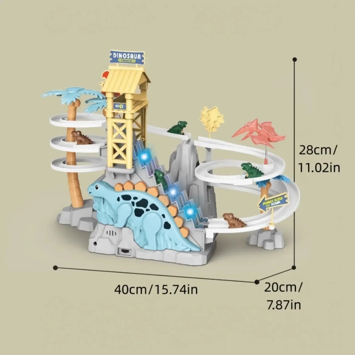 Electric Double Track Dinosaur Car Slide Climbing Stairs Adventure Dinosaur Railcar Toy Music Educational Toy for Children Gift
