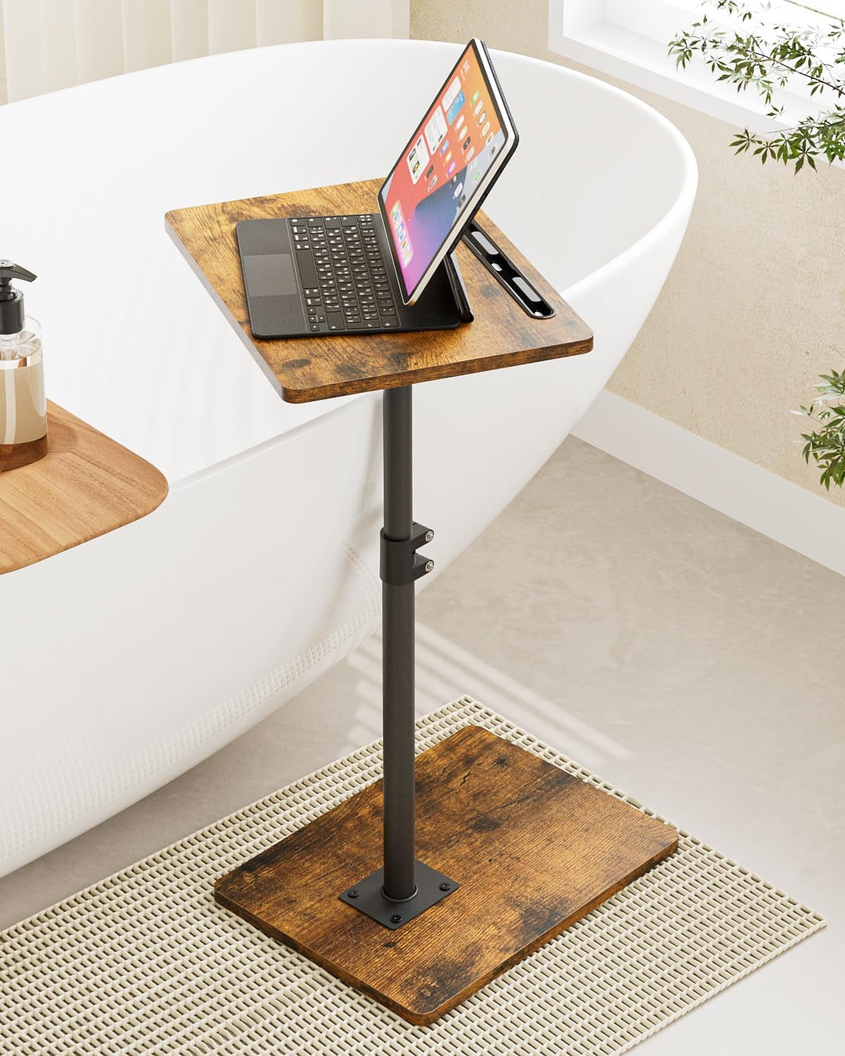 Side Table, C-Shaped Adjustable Sofa Table, 360°Swivel Coffee Tables,40X30X(45-83) Cm,Small End Tables Bedside for Living Room, Bedroom(Black)