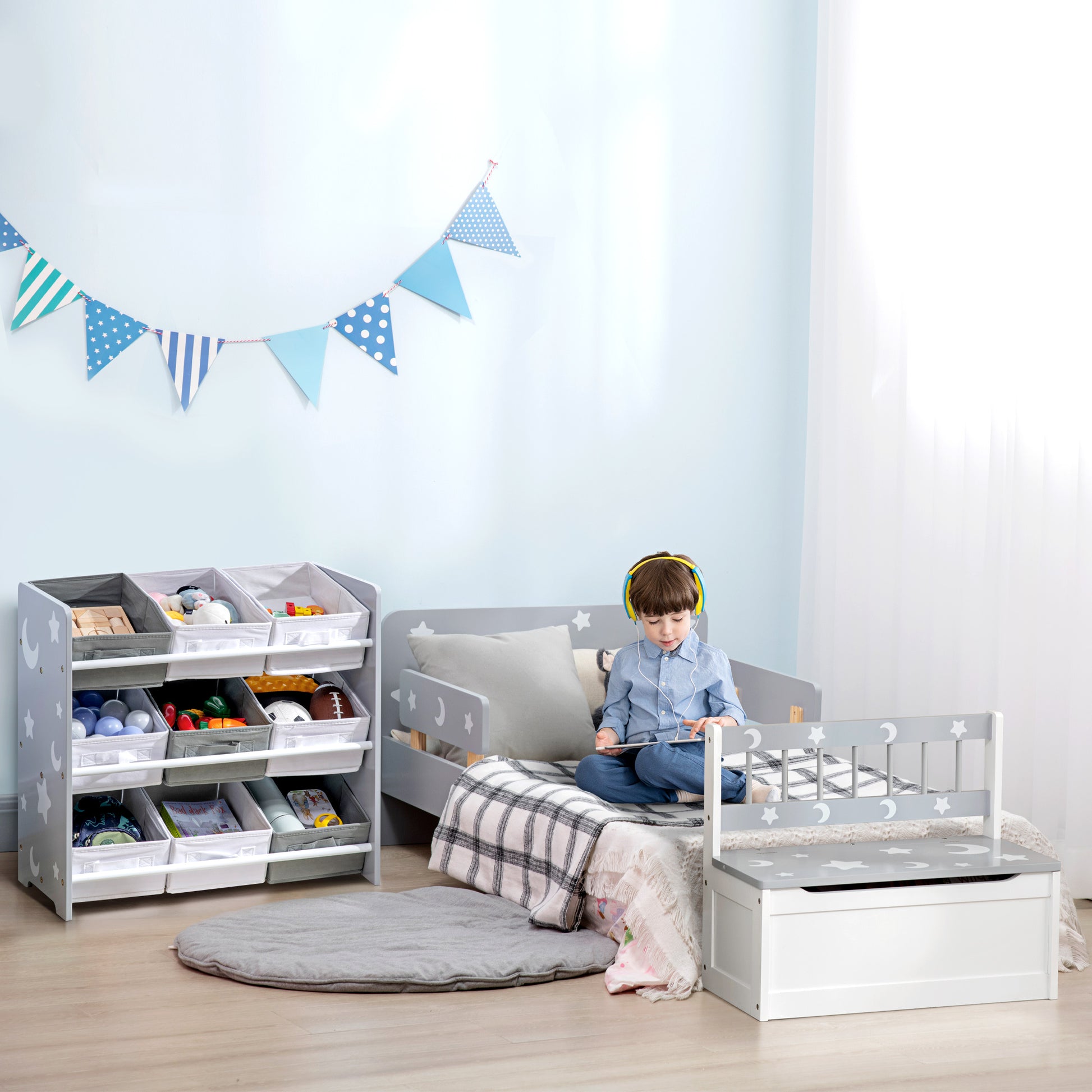 Kids Storage Unit W/ Nine Removable Baskets, for Nursery, Playroom