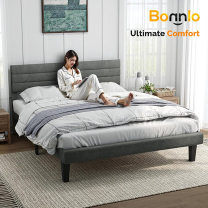 5Ft King Bed Frame, Noise-Free Upholstered Platform Bed with Adjustable Headboard & under Bed Storage - Sturdy Wooden Slat Support - No Box Spring Needed, Velvet, Dark Grey, 150 X 200 Cm