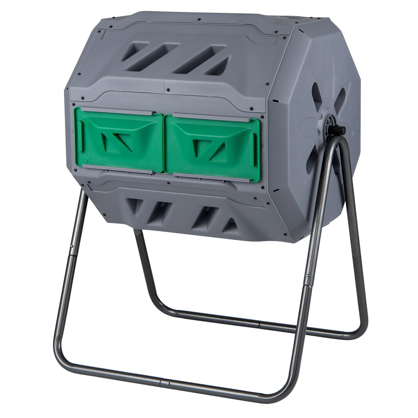 Compost Bin 160L Dual Chamber Composting Tumbler with Sliding Doors