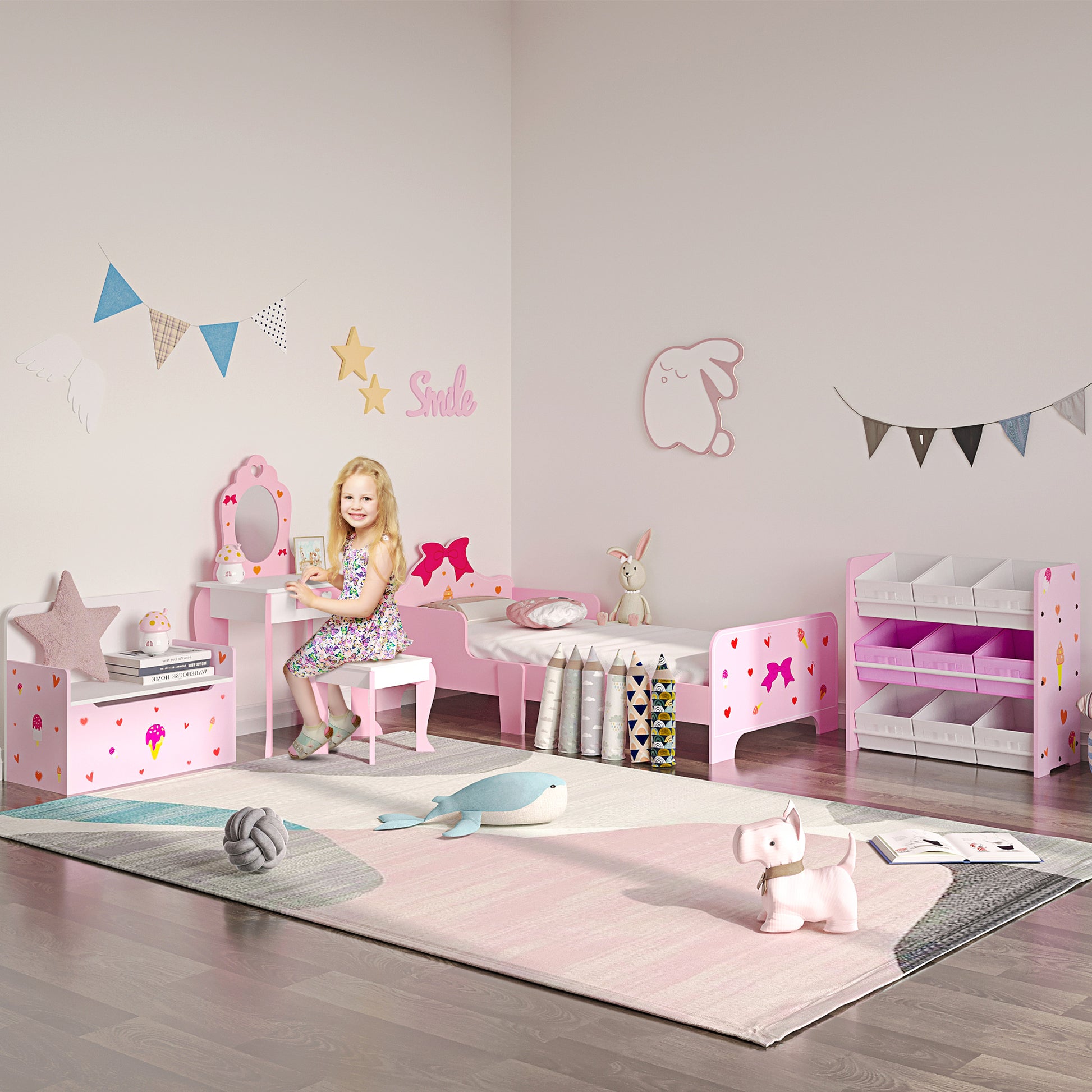 Kids Storage Unit W/ Nine Removable Baskets, for Nursery, Playroom