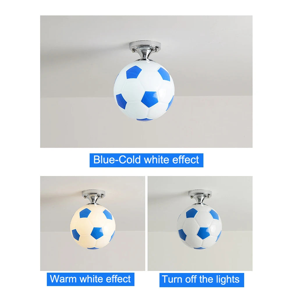 220V Soccer LED Ceiling Light Warm / Cool White Football Modern Ceiling Lamp for Kids Bedroom Lighting Fixture Birthday Gift