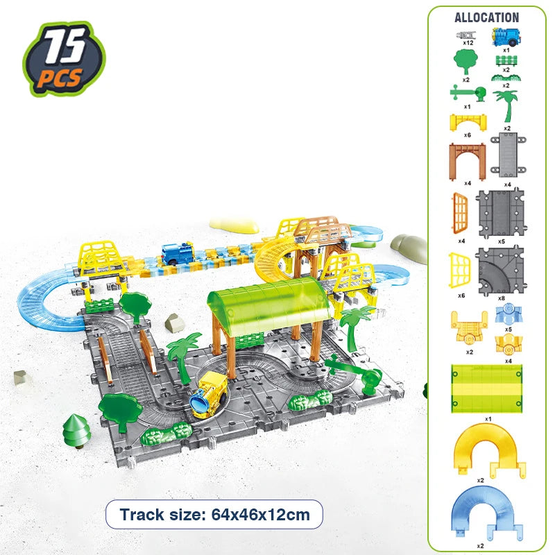 Electric Train Tracks Toys Splicing Track Trains Transparent Electric Toy Puzzle Assembly Kid Toys City Games Birthday Gifts Boy