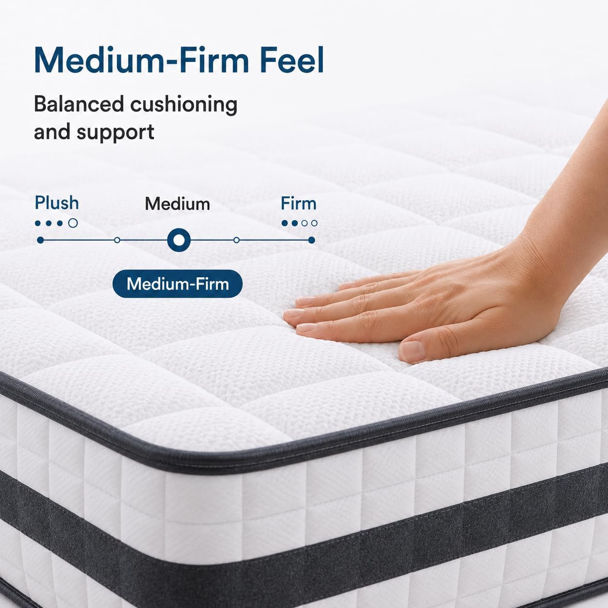 King Size Mattress 5FT, 150 X 200 X 30 Cm Hybrid Memory Foam & Sprung Mattress, Medium Firm, Breathable Cover, Mattress in a Box for UK King Bed