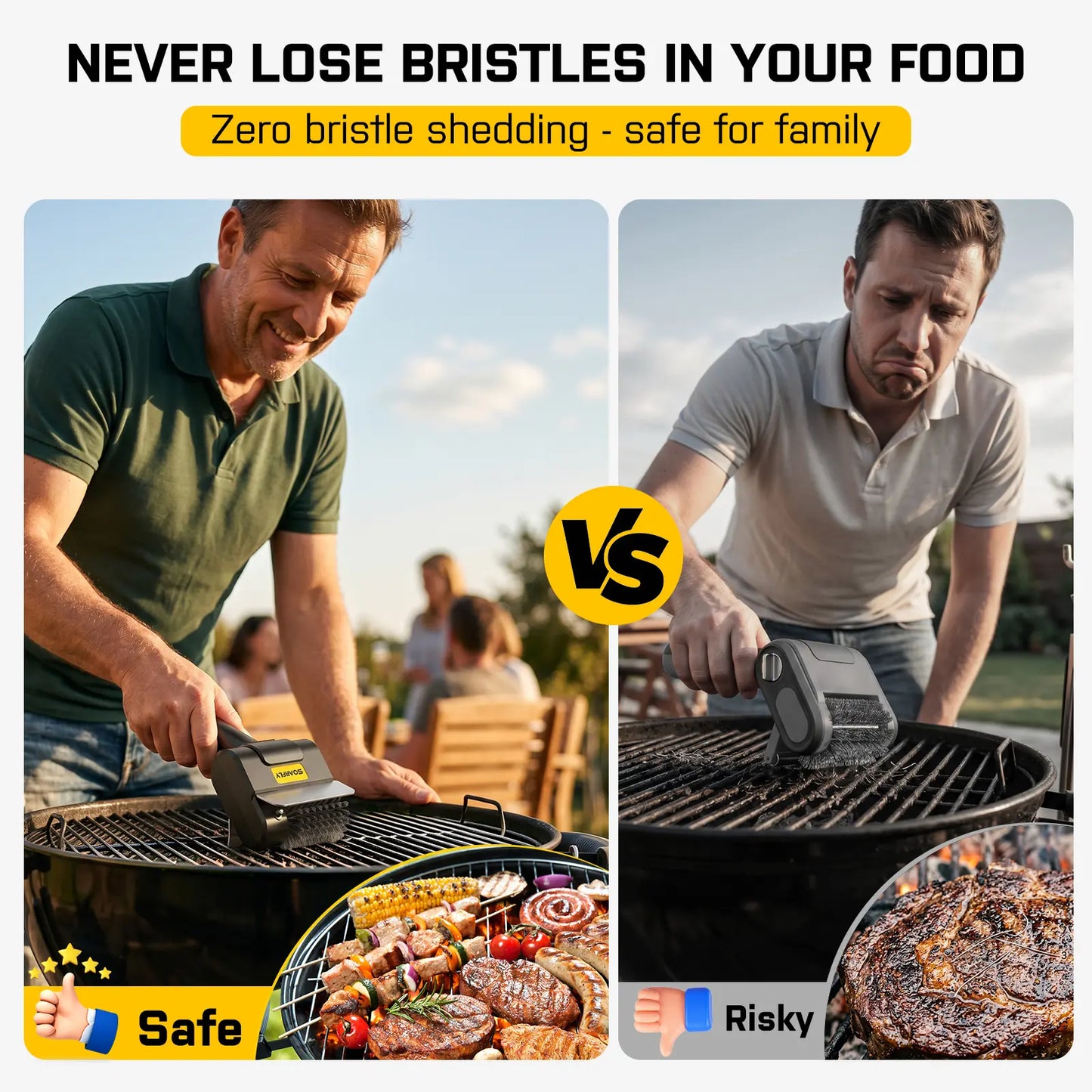 Electric Grill Brush, Rechargeable Cordless BBQ Cleaner with 600RPM Motor & Safety Locks, Includes Two 304 Stainless Steel Brush Heads, Compact Design for Narrow Spaces and Corners SOARFLY G9 Summerwins , Dealsforyoudays