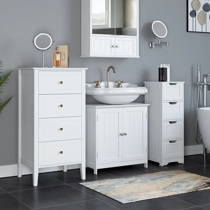 Chest of Drawers, Bedroom Chest of Drawers, White Chest of Drawers, 4 Drawers Dresser, Bedroom Furniture, Bedside Cabinet,50X40X95Cm Wooden White