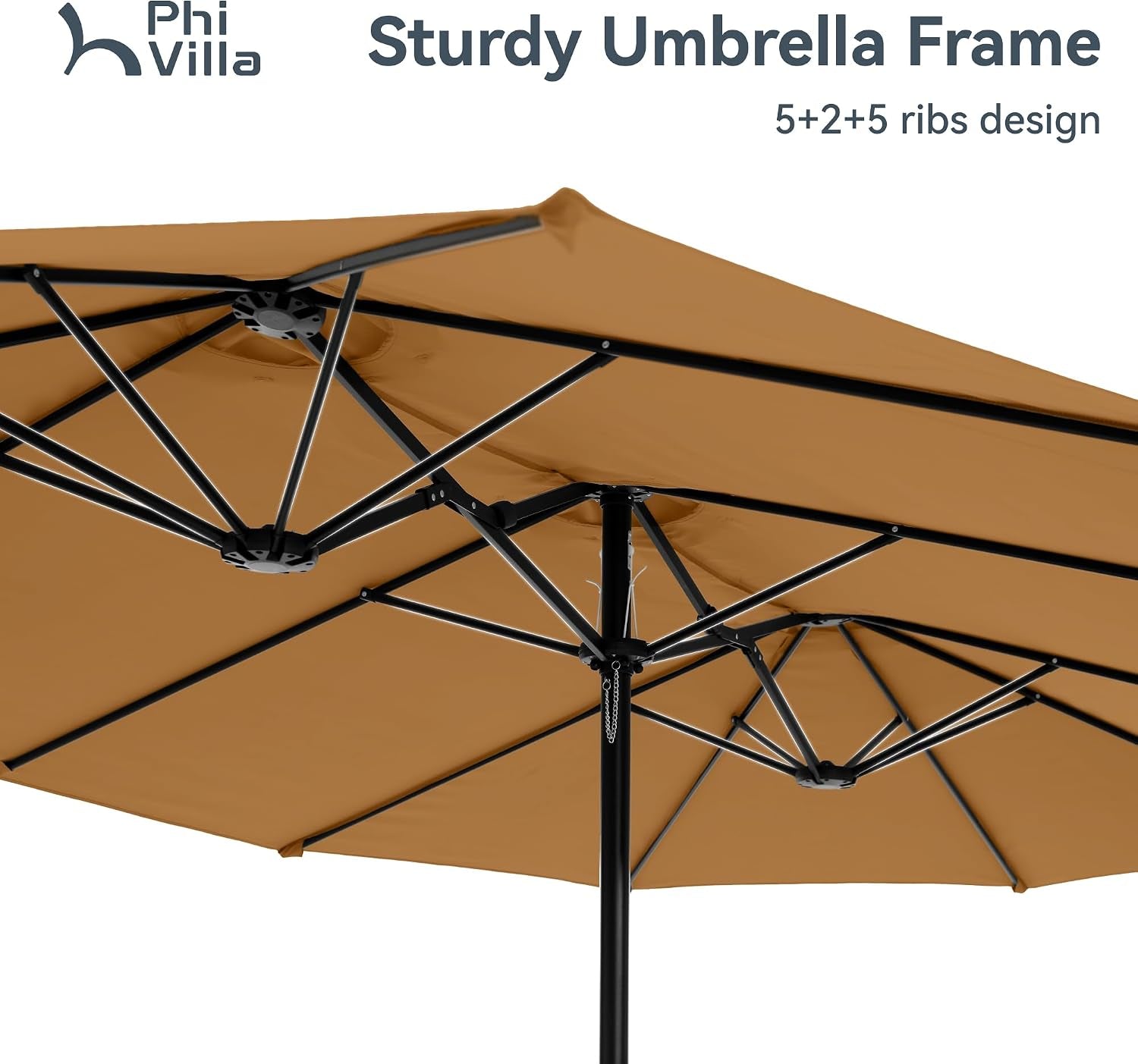 2.7X4.5M Garden Parasol Umbrella for Sun Protection with Base Included and Crank Patio Outdoor Waterproof Umbrella