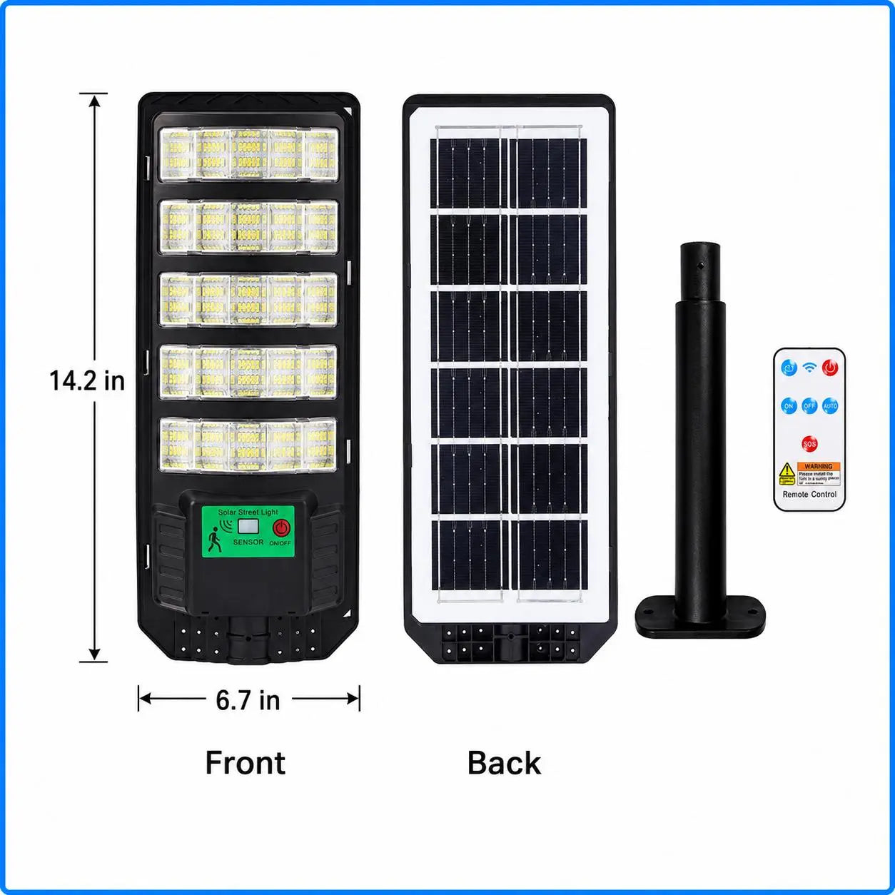Upgraded Solar Street Light Outdoor 5730 SMD LED 120LM/W Super Bright Monocrystalline Panel Lifepo4 Battery IP65 Waterproof for Yard Garden Street Garage,Deals for You Days