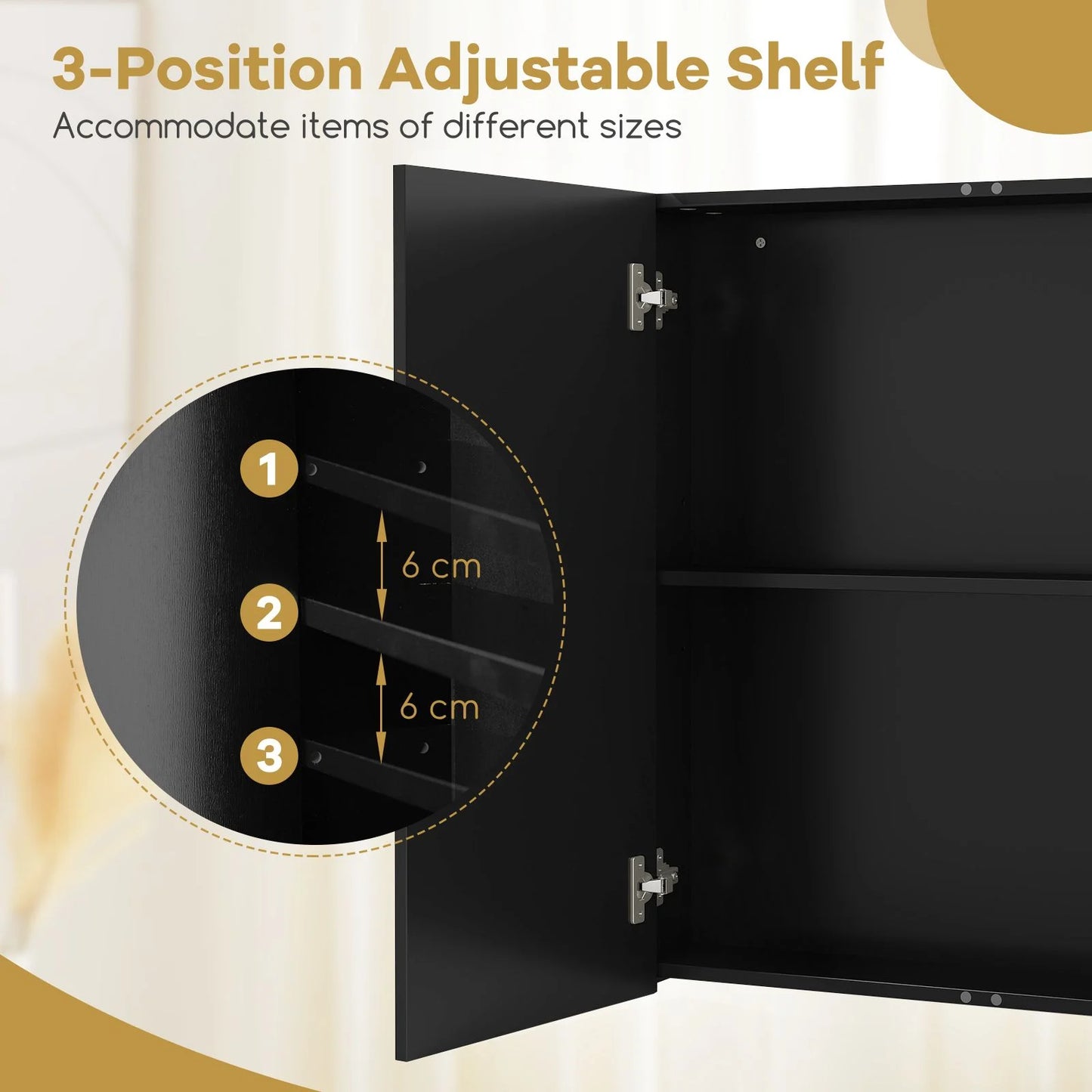 Sleek Medicine Cabinet with Double Mirrored Doors - Space-Saving Storage Solution for Your Bathroom