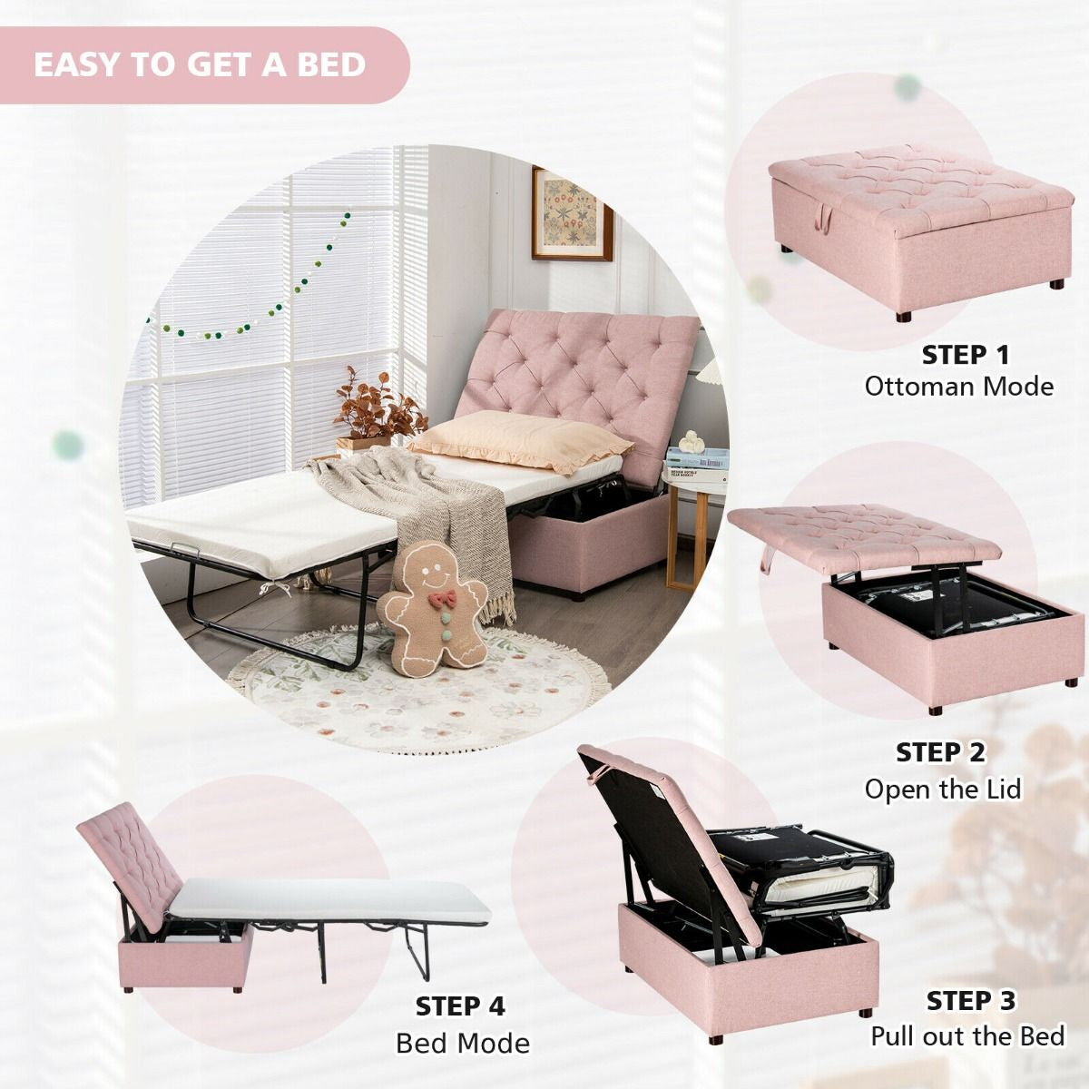 2-In-1 Convertible Sofa Bed with Mattress for Home and Office