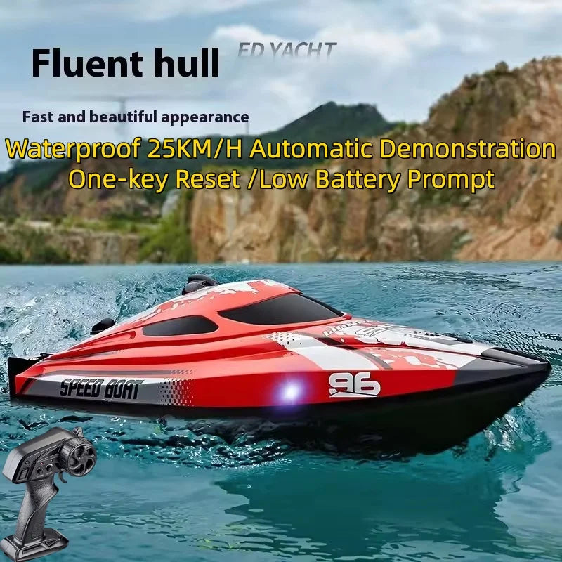 Water Toys 25Km/H Remote Control Boat Yacht Waterproof One-Key Reset Low Battery Prompt Automatic Demonstration RC Boat Toys
