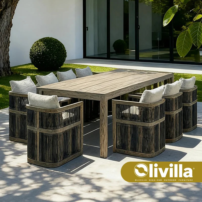 Vine Outdoor Teak Table Chair Villa Leisure Courtyard Table Chair Set Hotel Restaurant Waterproof Garden Furniture Customization