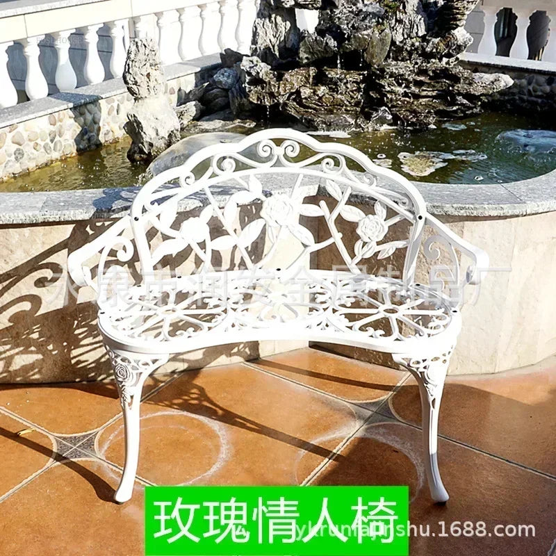 Italian Waterproof Iron Garden Furniture Sets Cast Aluminum Sun-Proof Courtyard Villa Outdoor Table and Chair Set
