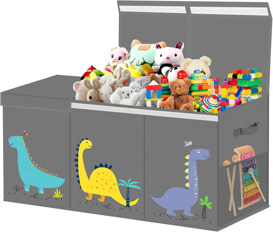 Extra Large Toy Box Storage for Boys Girls - Collapsible Toy Chest Organizer for Kids,Toy Bin Container with Lid and Handles for Clothes,Blanket,Nursery,Playroom,Bedroom,Stuffed Animals,Quilt (Grey)