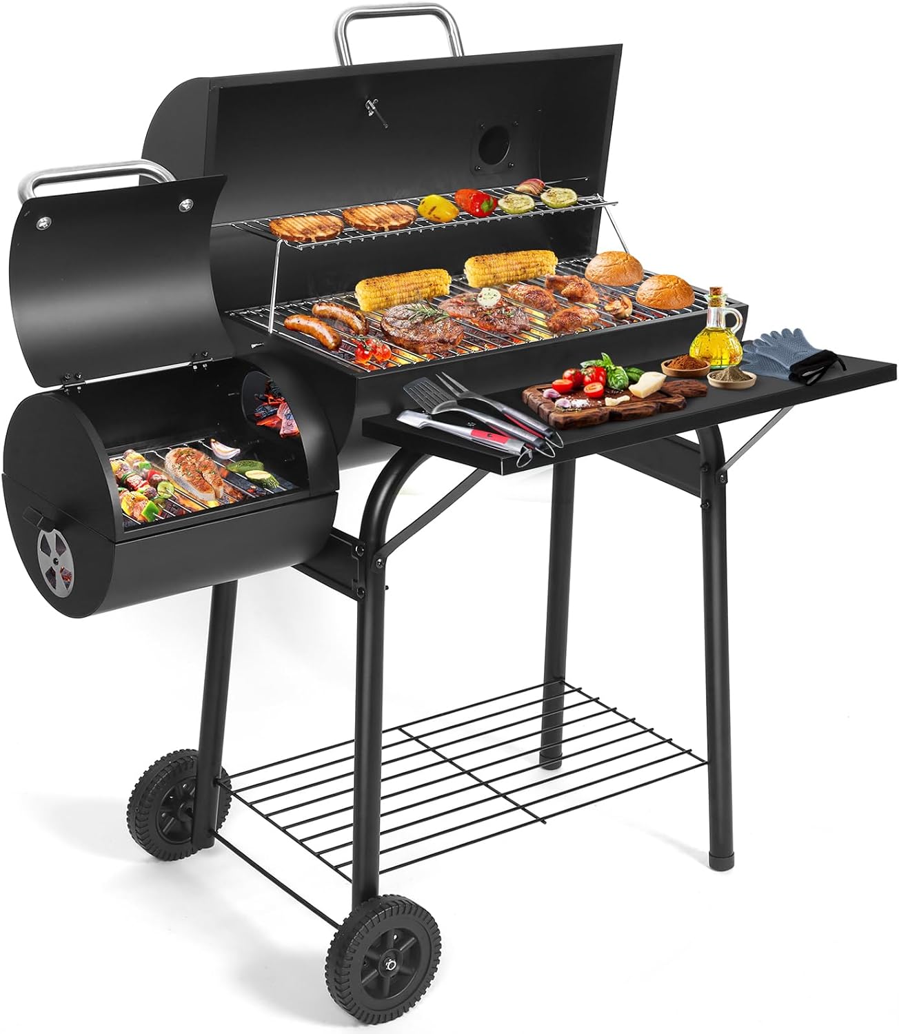 Ultimate Charcoal BBQ Grill with Offset Smoker - Perfect for Outdoor Cooking Adventures