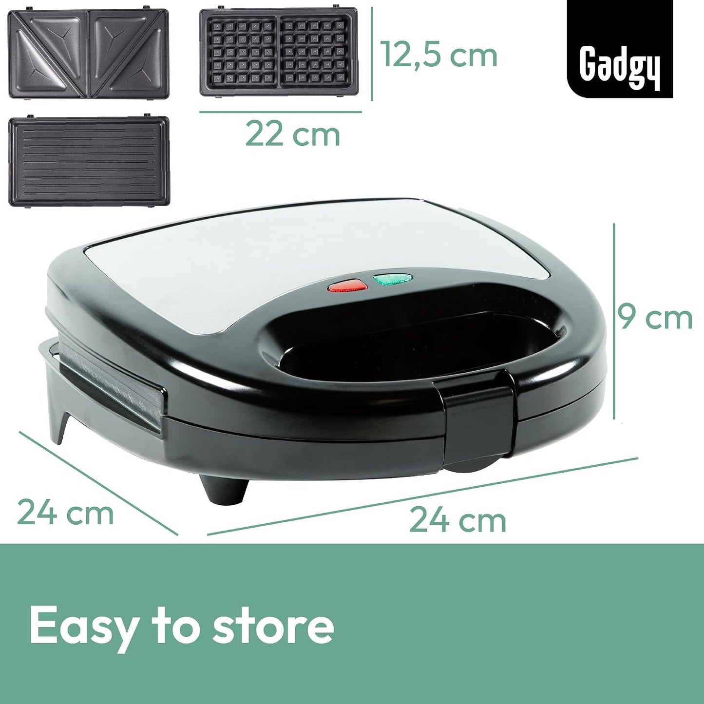 Ultimate 3-in-1 Belgian Waffle Maker & Sandwich Press – Versatile Toastie Maker with Removable Plates, Cool-Touch Handle & Indicator Lights – 750W Multi-Function Grill for Perfect Waffles, Sandwiches & Paninis