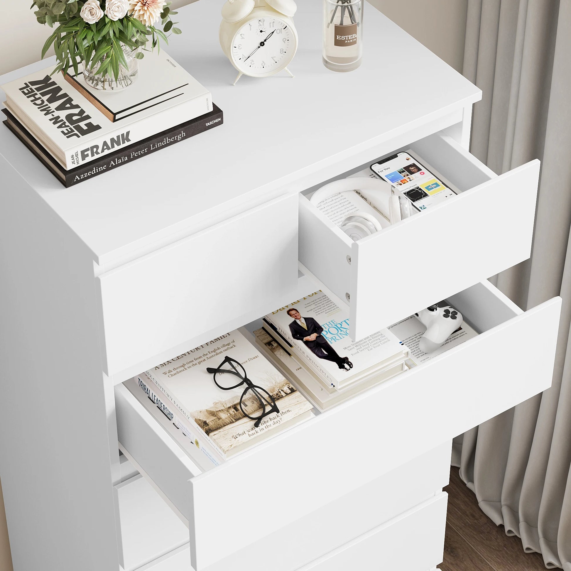 Chest of Drawers Bedroom, Tall Chest of Drawers with 7 Drawers, Bedroom Furniture Storage Cupboard Cabinet Bedroom Dresser, for Living Room Hallway 60X40X119Cm