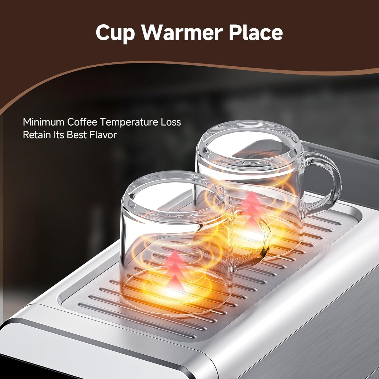 Coffee Machine 20 Bar, 1350W Espresso Machine, Compact Stainless Steel Coffee Machines with LED Touch Screen, Powerful Steam Wand, Removable Water Tank