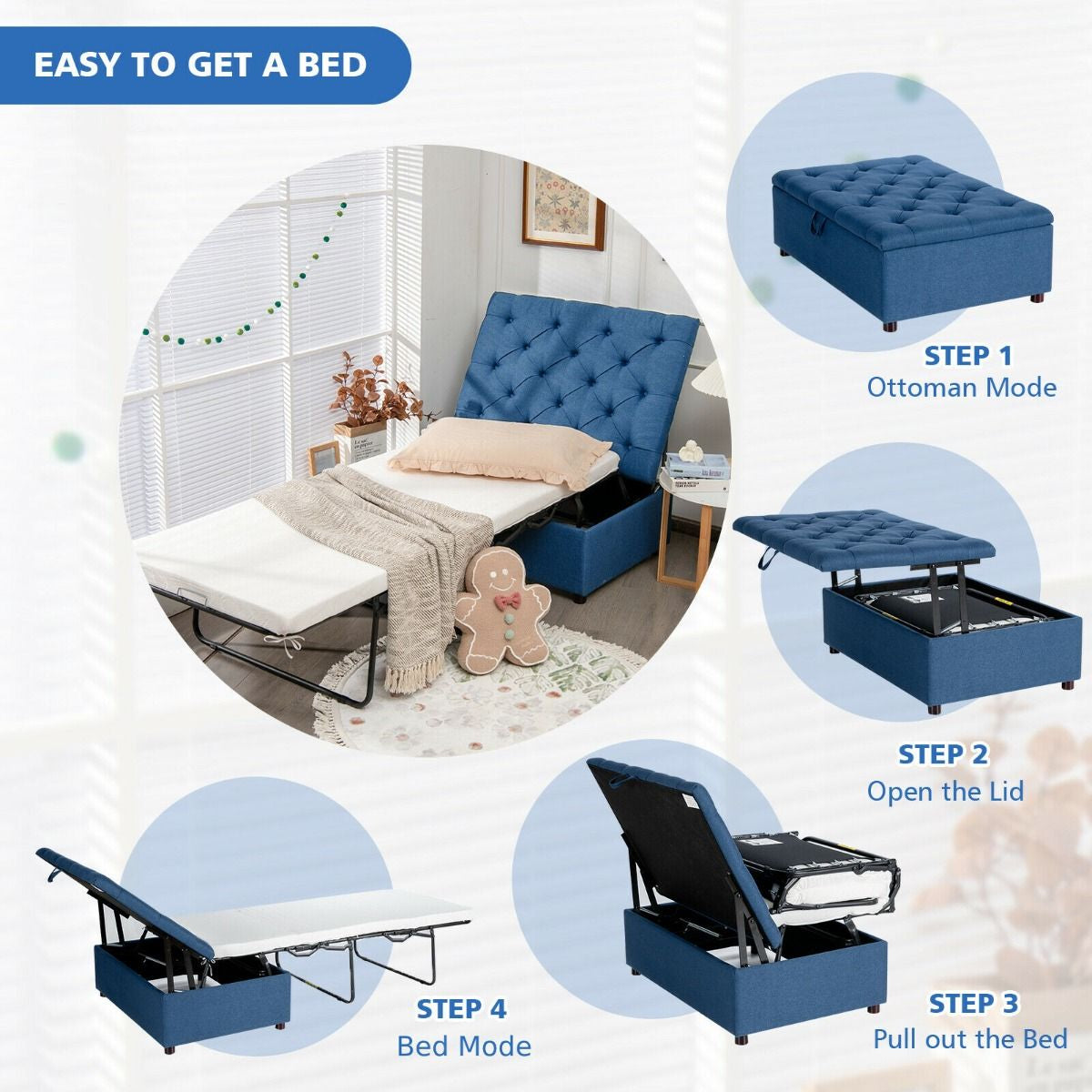 2-In-1 Convertible Sofa Bed with Mattress for Home and Office