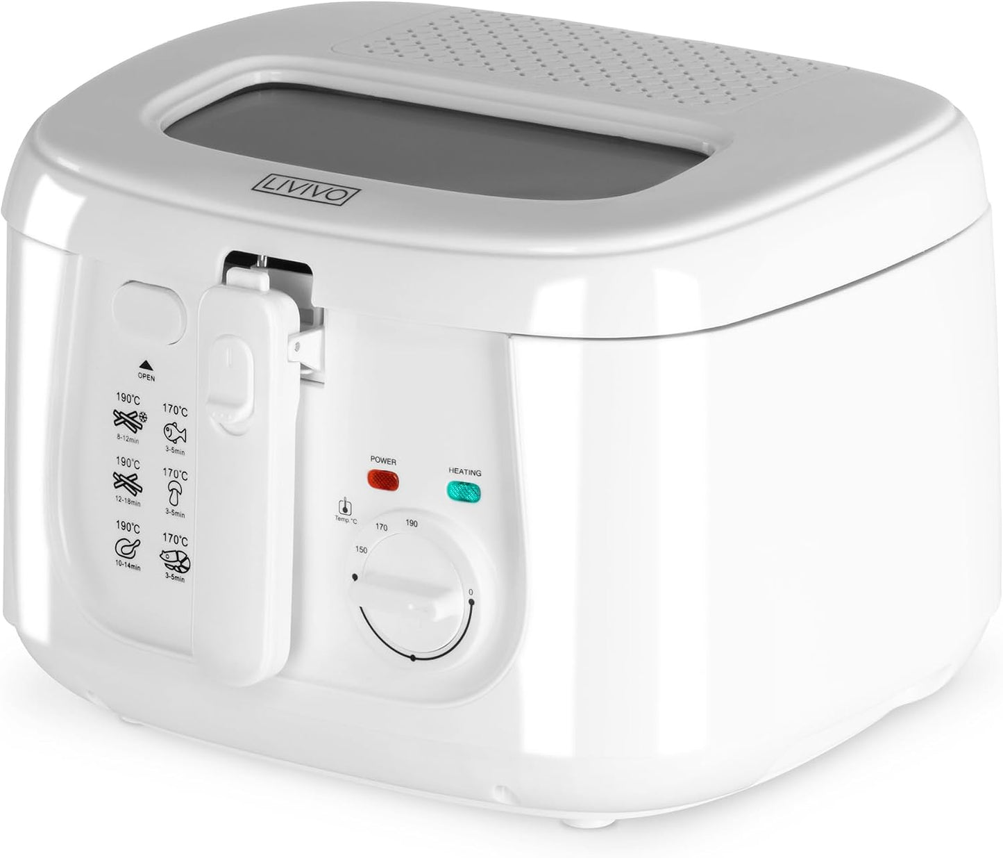 2.5L Deep Fat Fryer – Electric Chip Fryer with Non-Stick Coating, Viewing Window, Built in Odour Filter and Removable Lid for Easy Cleaning – Compact Deep Fat Fryers Easy Clean - White