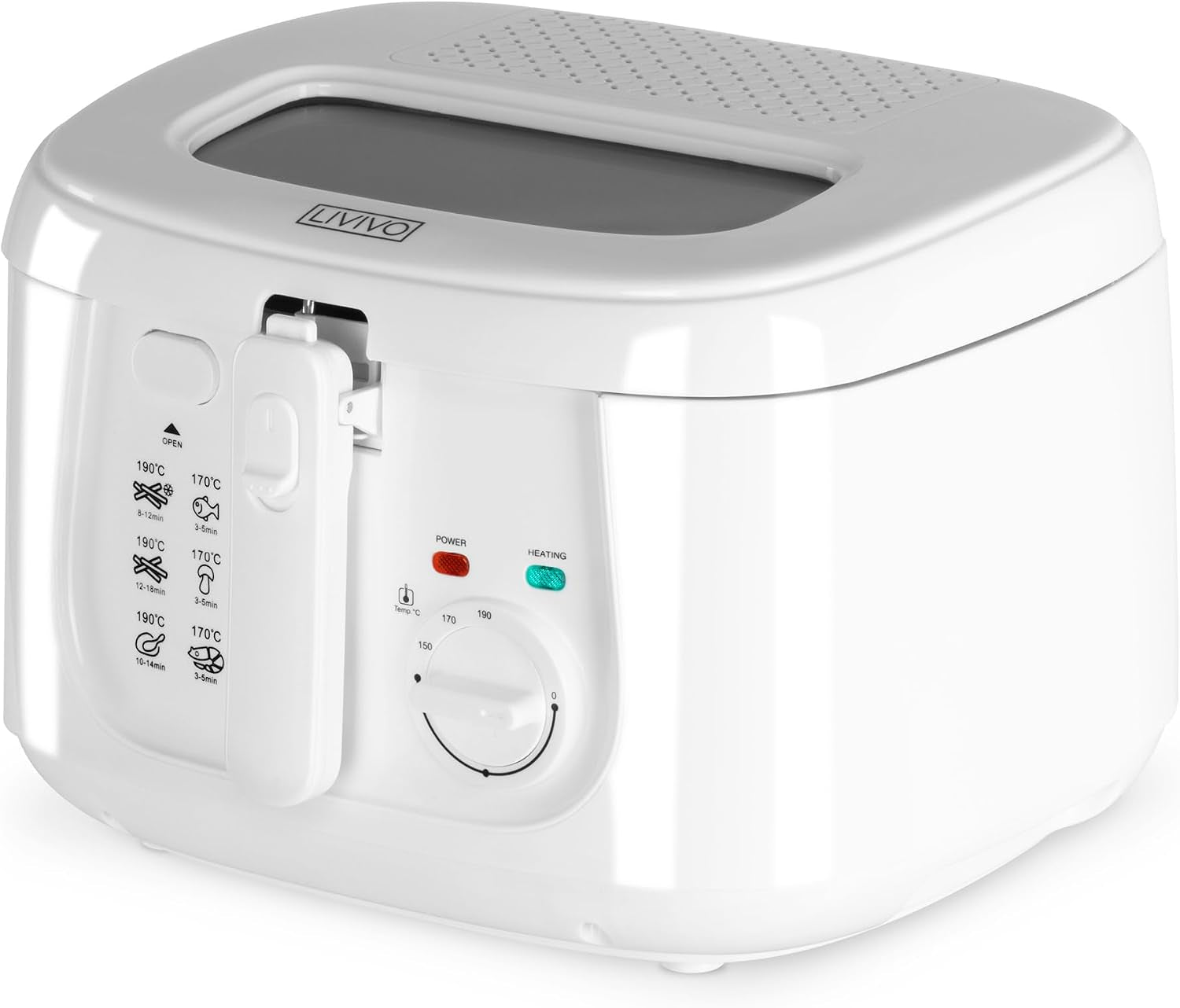 2.5L Deep Fat Fryer – Electric Chip Fryer with Non-Stick Coating, Viewing Window, Built in Odour Filter and Removable Lid for Easy Cleaning – Compact Deep Fat Fryers Easy Clean - White