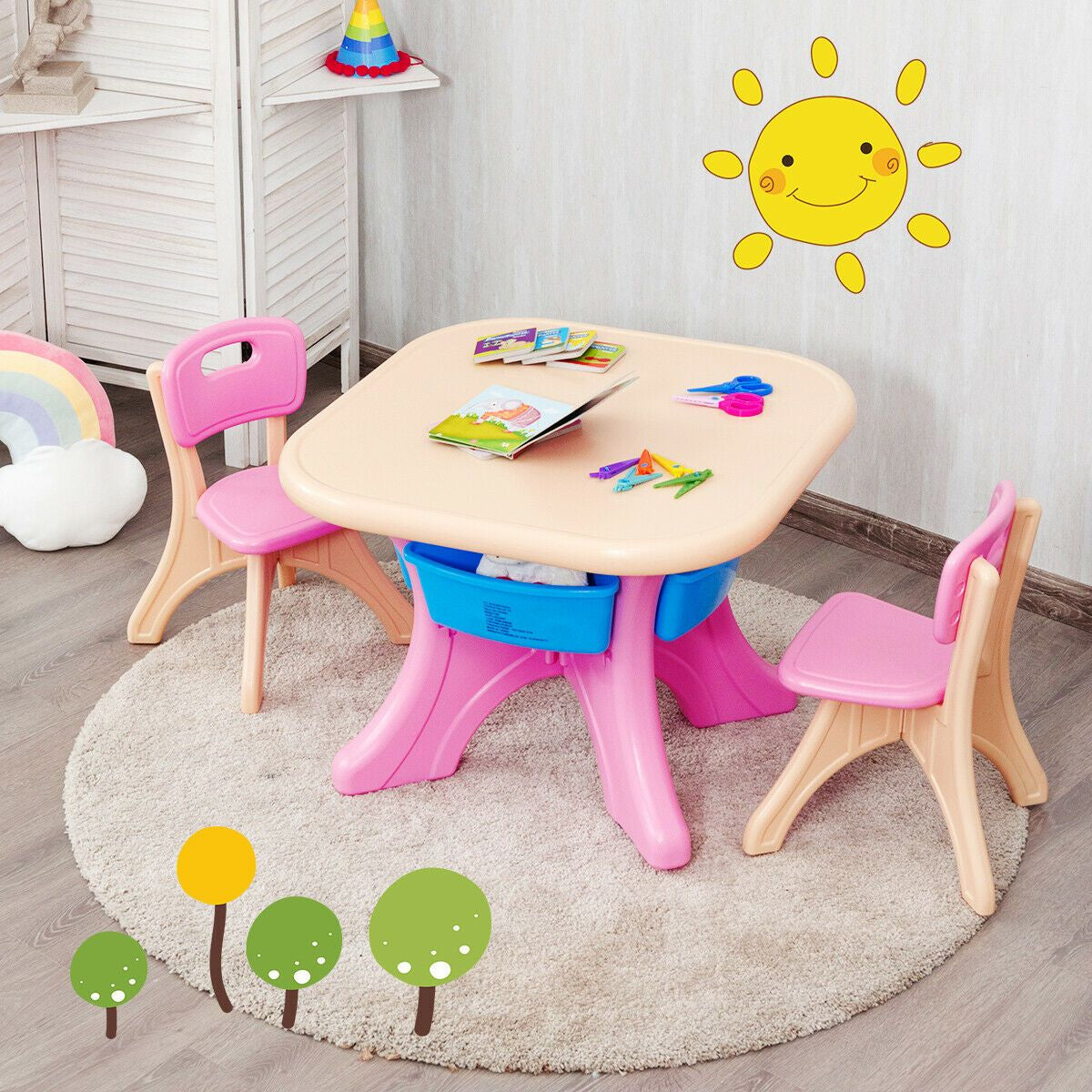 Children'S Activity Table Set with Storage Bins