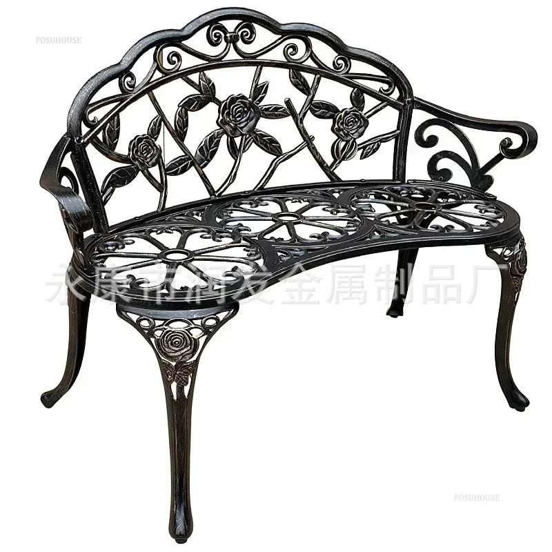 Italian Waterproof Iron Garden Furniture Sets Cast Aluminum Sun-Proof Courtyard Villa Outdoor Table and Chair Set