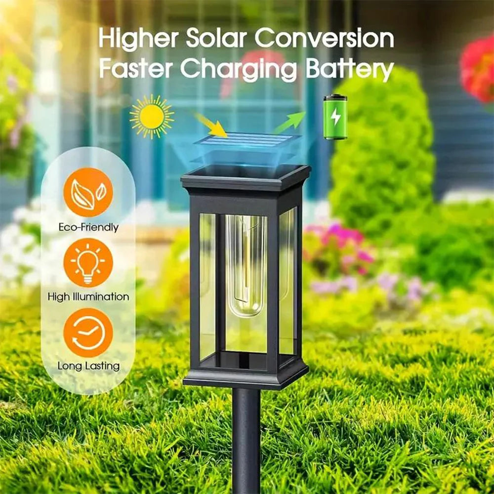 Solar Pathway Warm Lights Outdoor Waterproof Solar Powered Garden for Walkway Yard Backyard Landscape Lighting Decoration