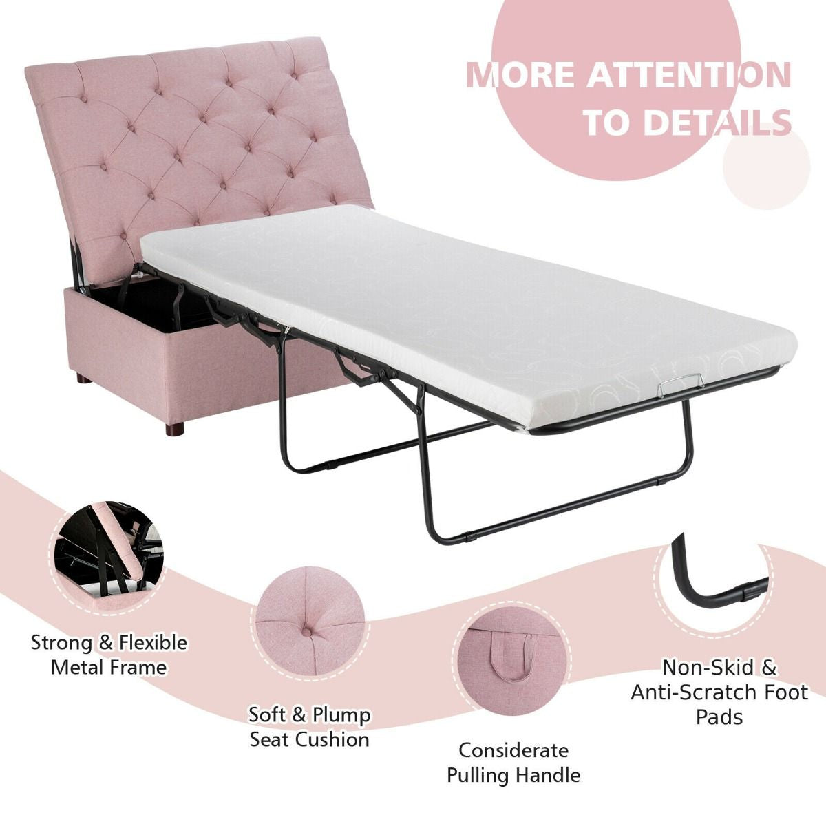 2-In-1 Convertible Sofa Bed with Mattress for Home and Office