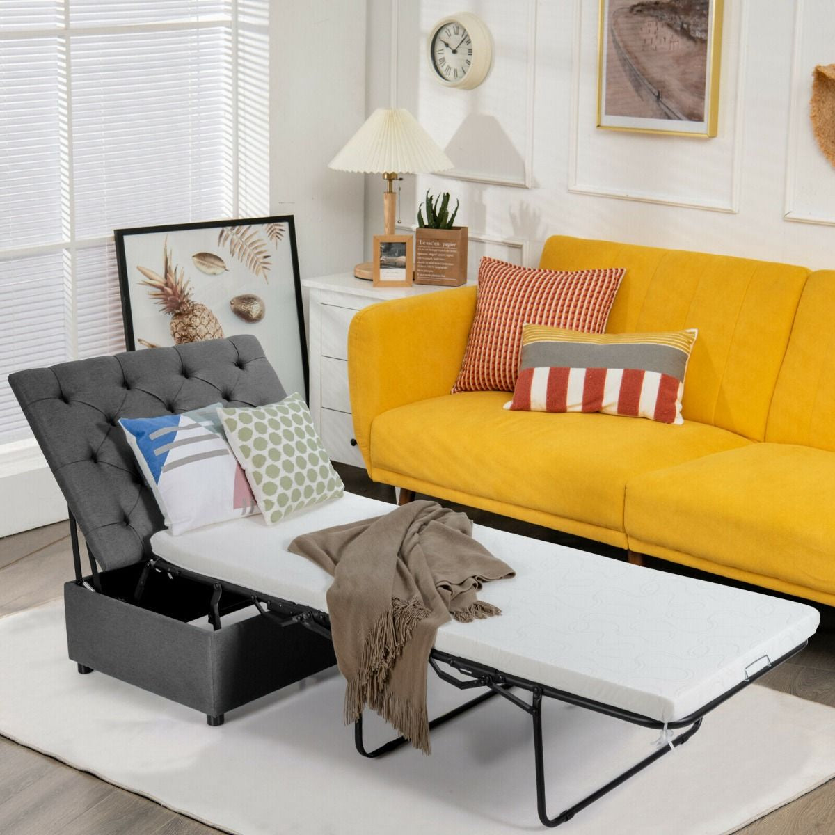 2-In-1 Convertible Sofa Bed with Mattress for Home and Office
