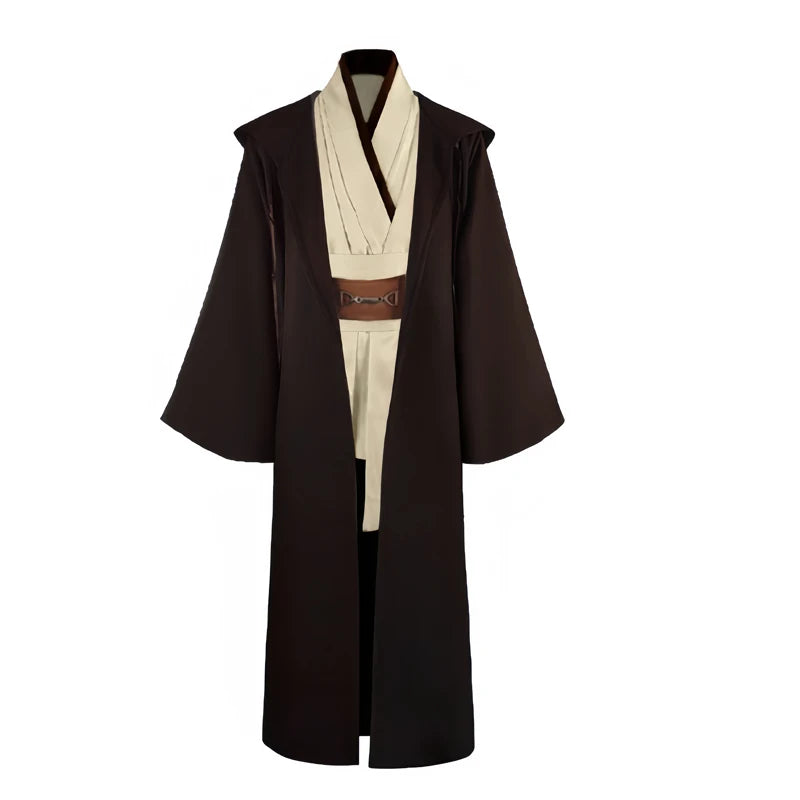 Obi Wan Kenobi Men'S Costume Robe Adult Male Jedi Knight Tunic Costume Hooded Uniform Full Set Halloween Cosplay Cloak