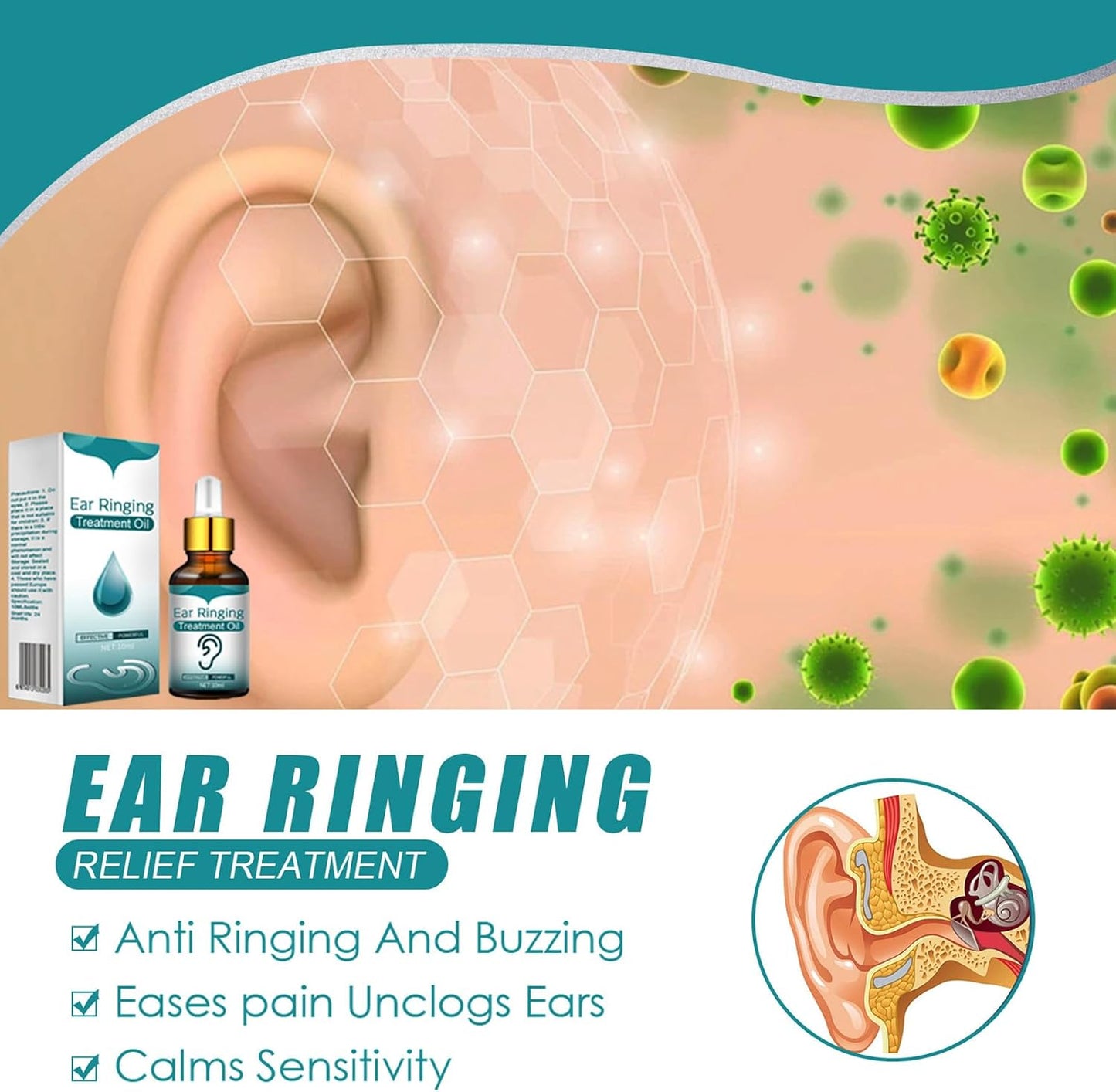 Tinnitus Drops,Earache Drops,Ear Health Care Drops,Ear Ringing Drops,Adults Tinnitus Drops,Ear Pain Relief Drops,Hearing Ear Drops,Relieve Tinnitus,10Ml