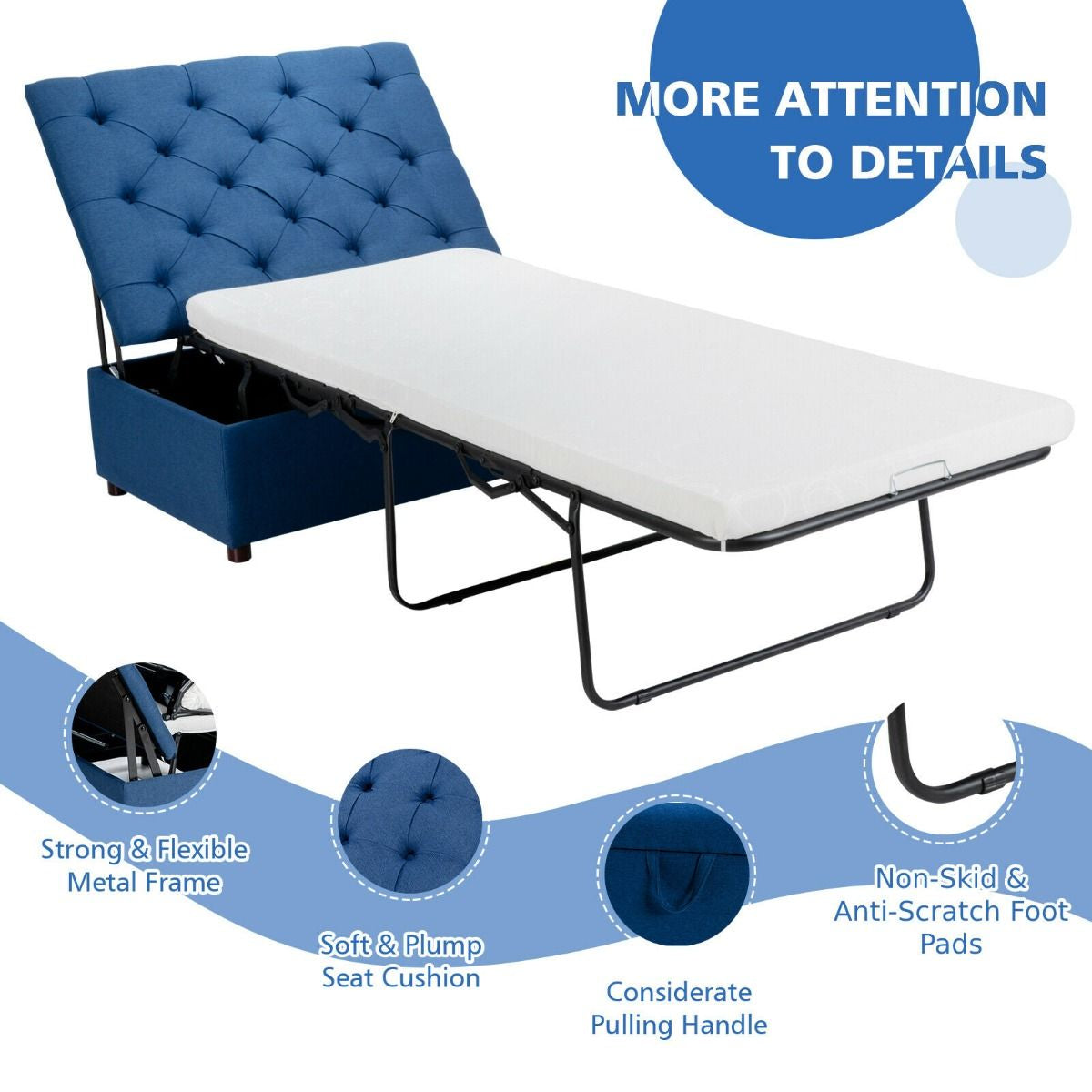 2-In-1 Convertible Sofa Bed with Mattress for Home and Office