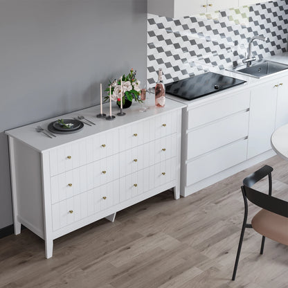 Chest of Drawers Bedroom, Tall Chest of Drawers with 6 Drawers, Bedroom Furniture Dresser Storage Cupboard Cabinet Bedroom Dresser, for Dining Room Living Room Hallway 133X45X79.5 Cm Wooden