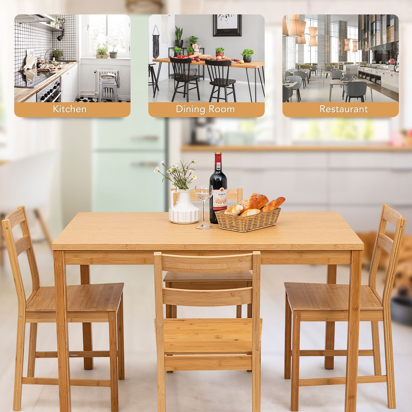 Pieces Dining Room Set with Non-Slip Foot Pads