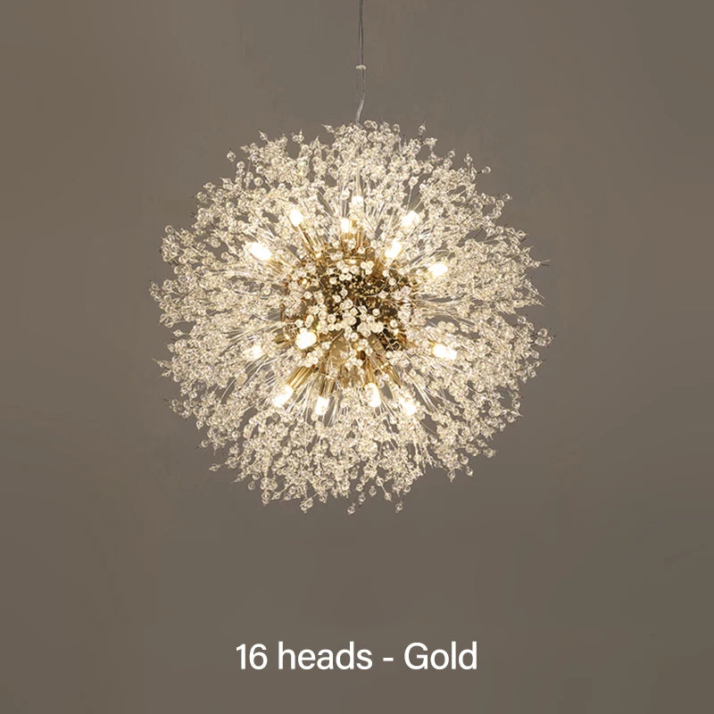 2021 Modern Crystal Dandelion Chandelier Indoor Lighting Pendant Lamp for Living Room Dining Room Home Decorative Luminaires