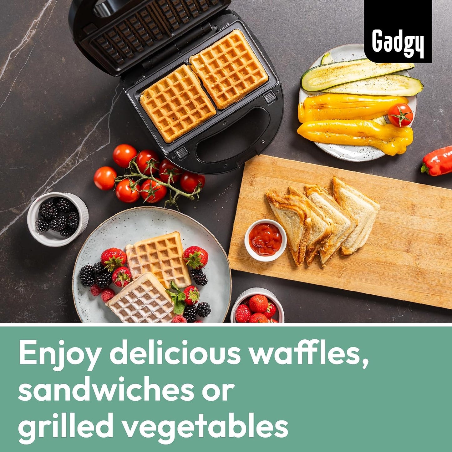 Ultimate 3-in-1 Belgian Waffle Maker & Sandwich Press – Versatile Toastie Maker with Removable Plates, Cool-Touch Handle & Indicator Lights – 750W Multi-Function Grill for Perfect Waffles, Sandwiches & Paninis