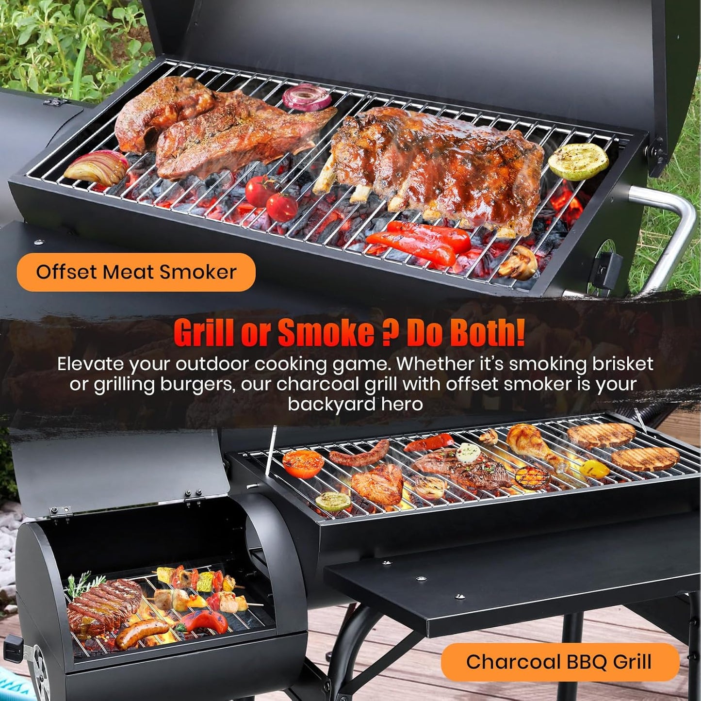 Ultimate Charcoal BBQ Grill with Offset Smoker - Perfect for Outdoor Cooking Adventures