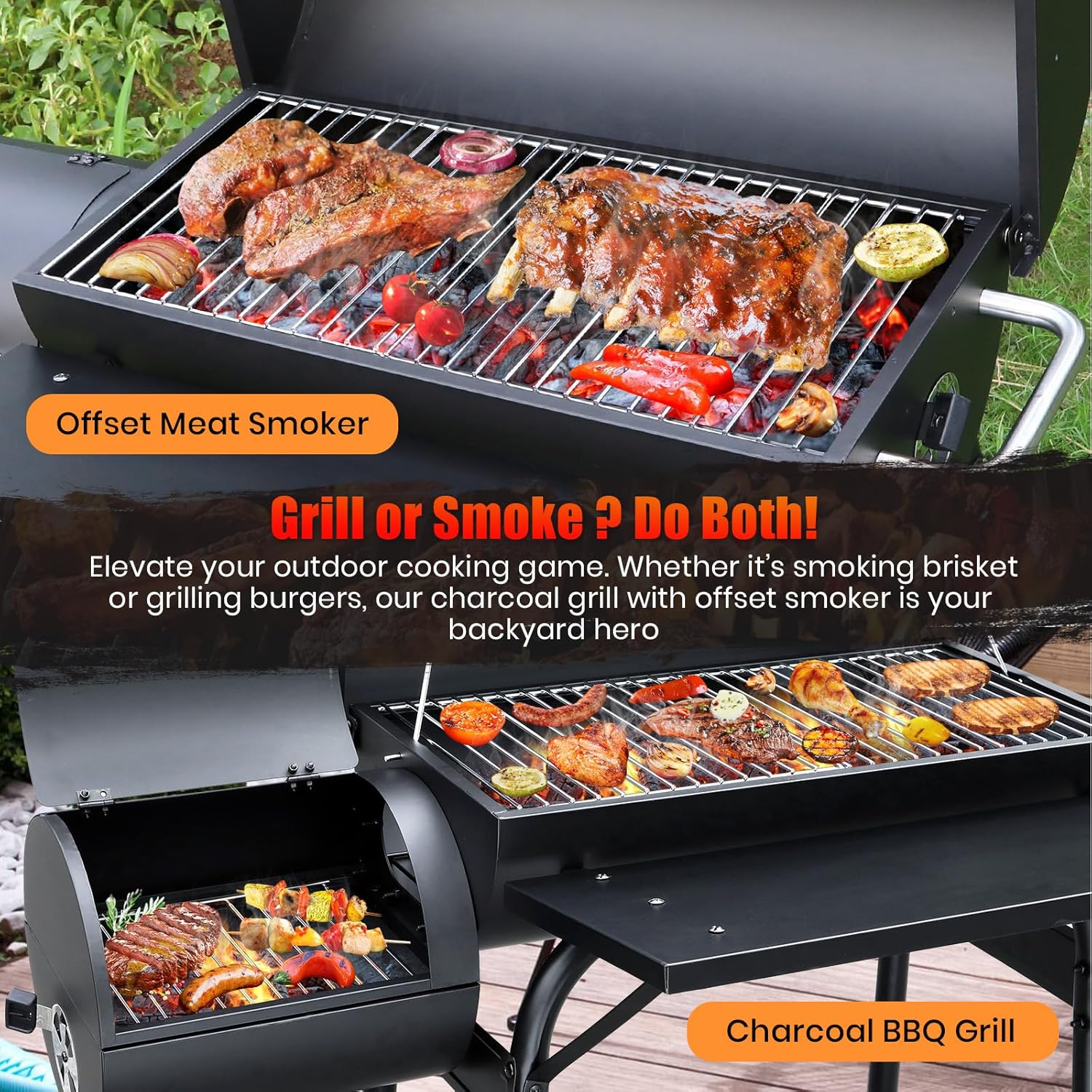 Ultimate Charcoal BBQ Grill with Offset Smoker - Perfect for Outdoor Cooking Adventures