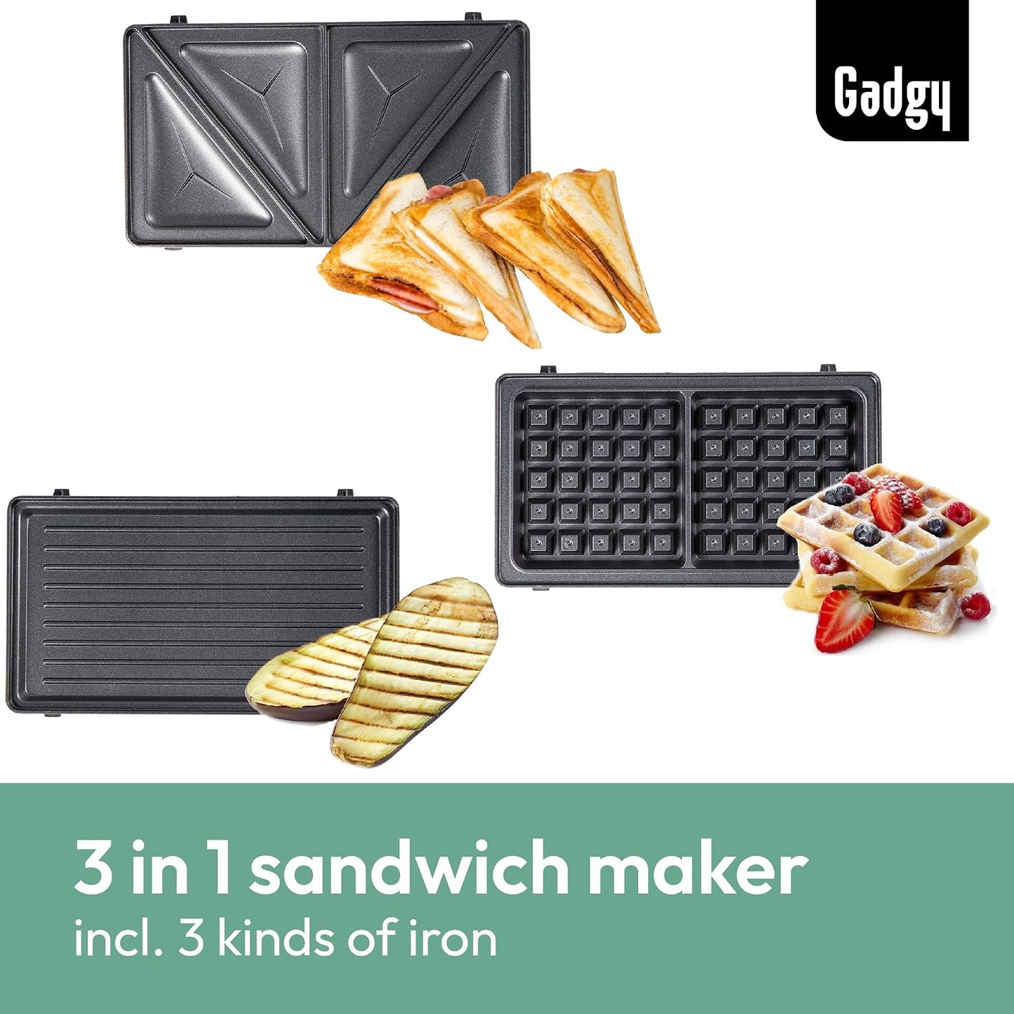 Ultimate 3-in-1 Belgian Waffle Maker & Sandwich Press – Versatile Toastie Maker with Removable Plates, Cool-Touch Handle & Indicator Lights – 750W Multi-Function Grill for Perfect Waffles, Sandwiches & Paninis