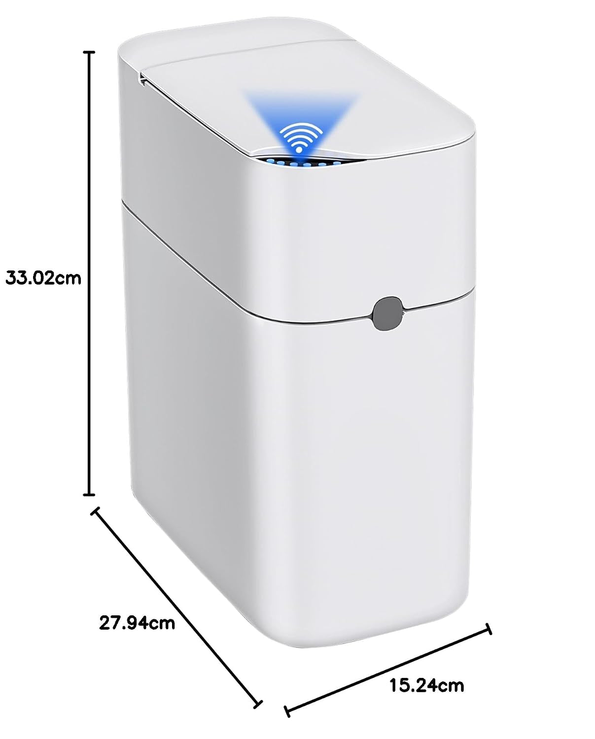 Touchless Automatic Bathroom Trash Can with Lid - 3 Gallon Slim Motion Sensor Garbage Can for Bedroom, Kitchen, Office - White (6" W X 11" L X 13" H)
