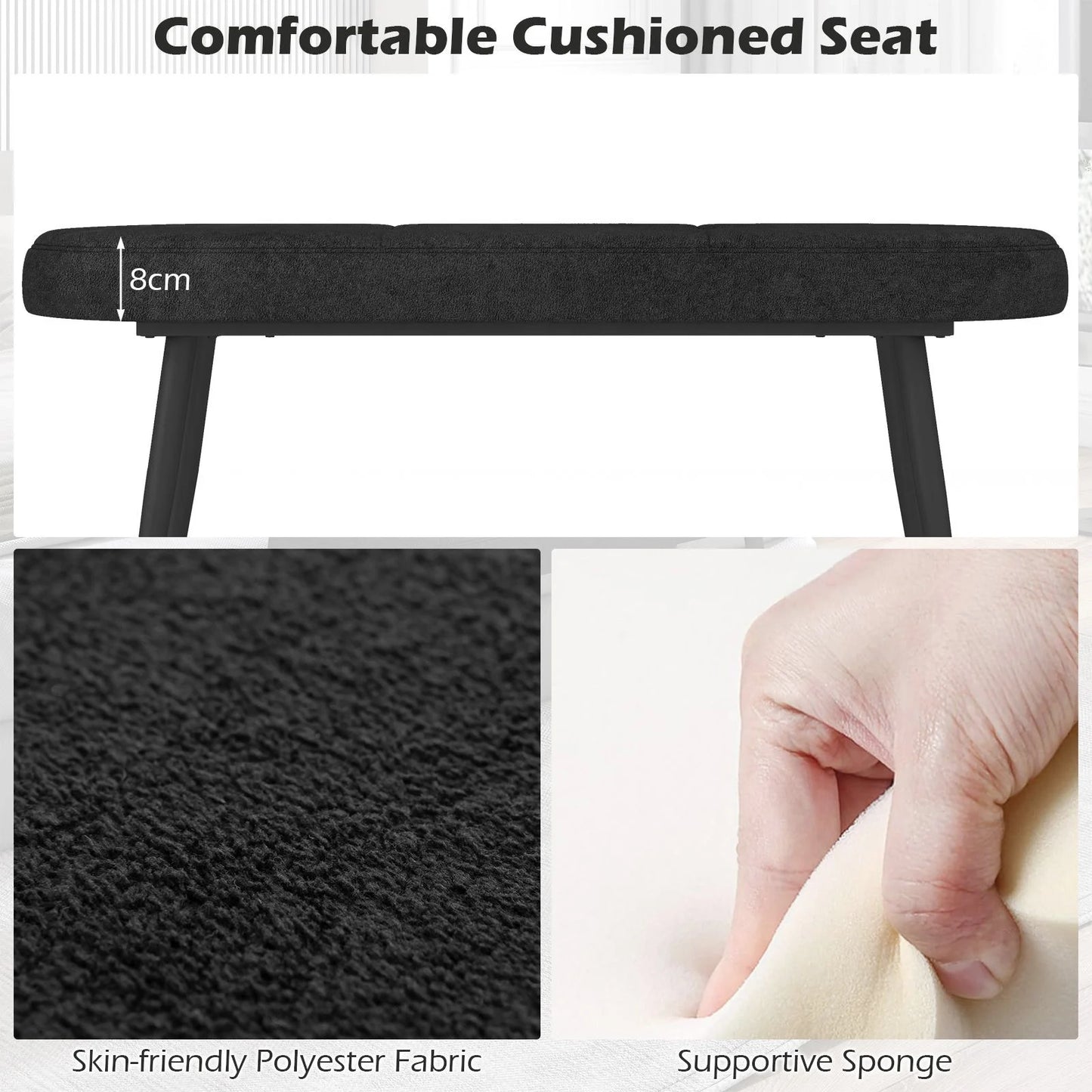 113 Cm Ottoman Bench with Sponge Padded Cushion for Entryway Living Room Foyer