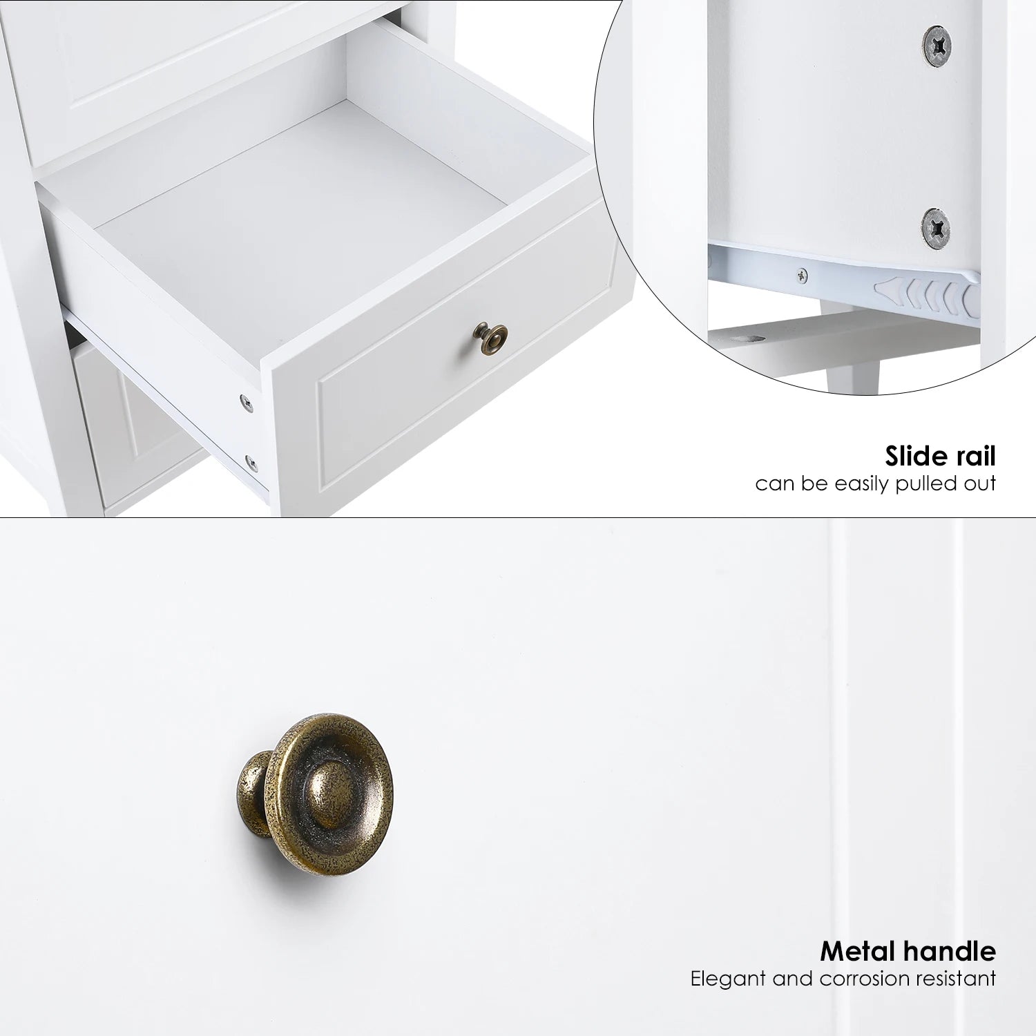 Chest of Drawers, Bedroom Chest of Drawers, White Chest of Drawers, 4 Drawers Dresser, Bedroom Furniture, Bedside Cabinet,50X40X95Cm Wooden White