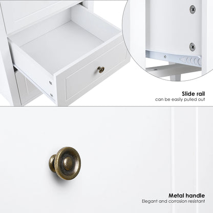 Chest of Drawers, Bedroom Chest of Drawers, White Chest of Drawers, 4 Drawers Dresser, Bedroom Furniture, Bedside Cabinet,50X40X95Cm Wooden White